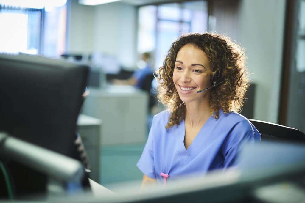 smiling medical customer service rep