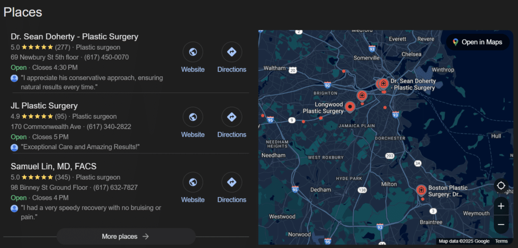example of Boston client for plastic surgey
